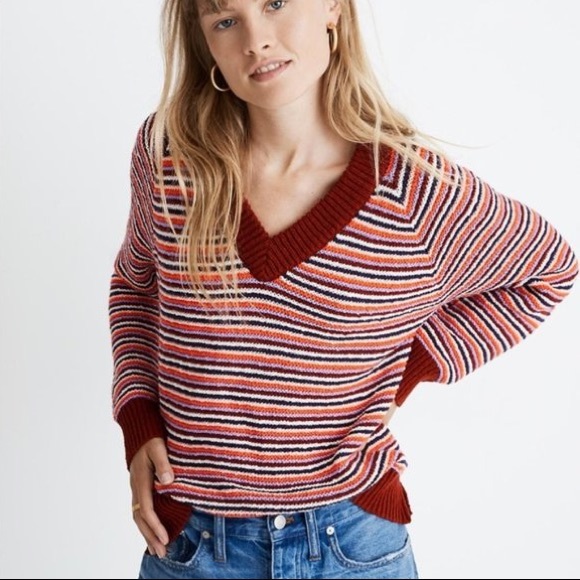 Madewell Sweaters - NWT Madewell Arden Striped V-Neck Pullover Sweater